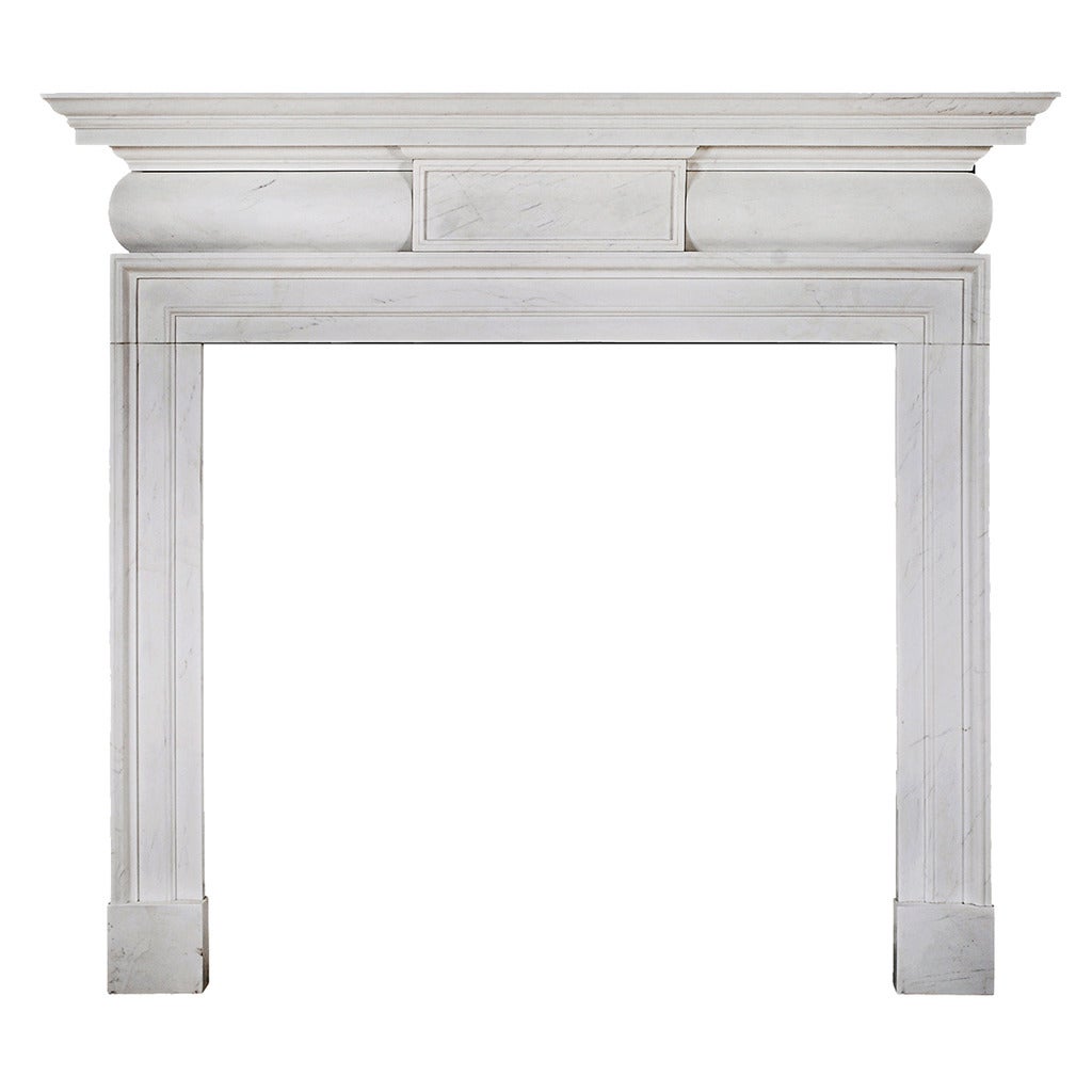 White Marble Chimneypiece Mantel in the Mid-Georgian Style For Sale