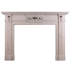 Antique Irish Statuary Marble Fireplace Mantel in the Manner of Pietro Bossi