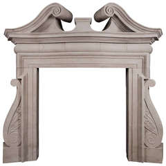 Antique 19th Century English Portland Stone Fireplace Mantel in the Palladian Manner