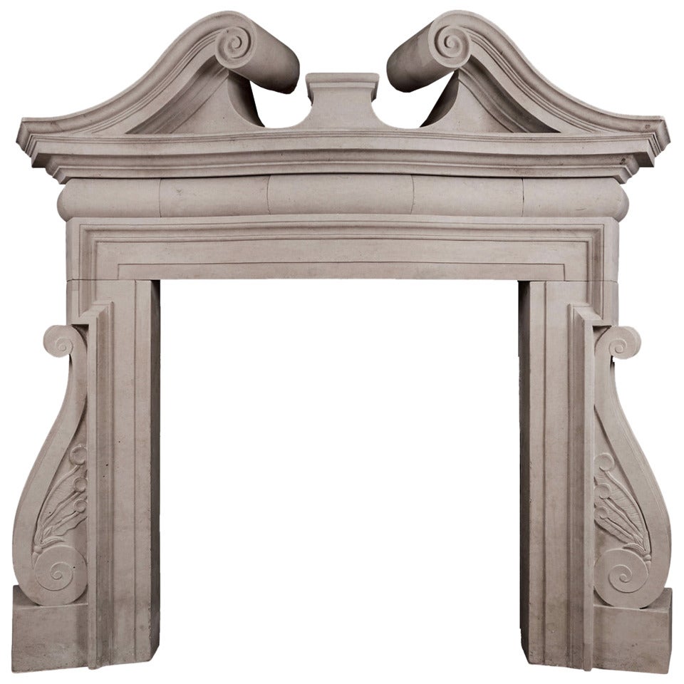 19th Century English Portland Stone Fireplace Mantel in the Palladian Manner