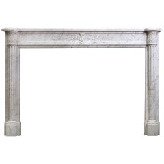 18th Century French Louis XVI Fireplace Mantel in Veined Statuary Marble