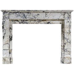 19th Century French Louis XVI Style Fireplace Mantel in Breche Violette Marble