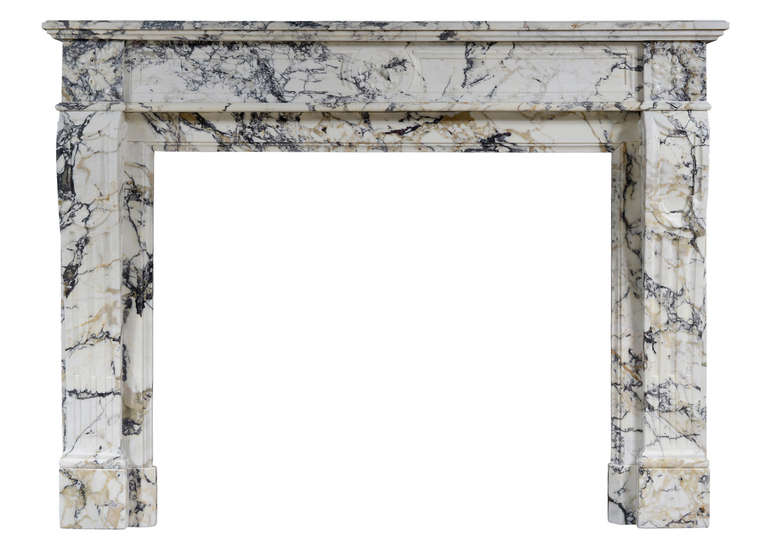 19th Century French Louis XVI Style Fireplace Mantel in Breche Violette Marble