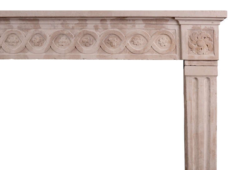 Rustic 18th Century French Louis XVI Limestone Fireplace Mantel