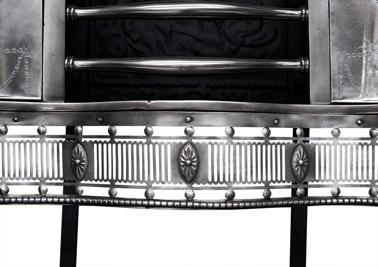 British Mid-19th Century Polished Steel Fire Grate in the Georgian Style For Sale