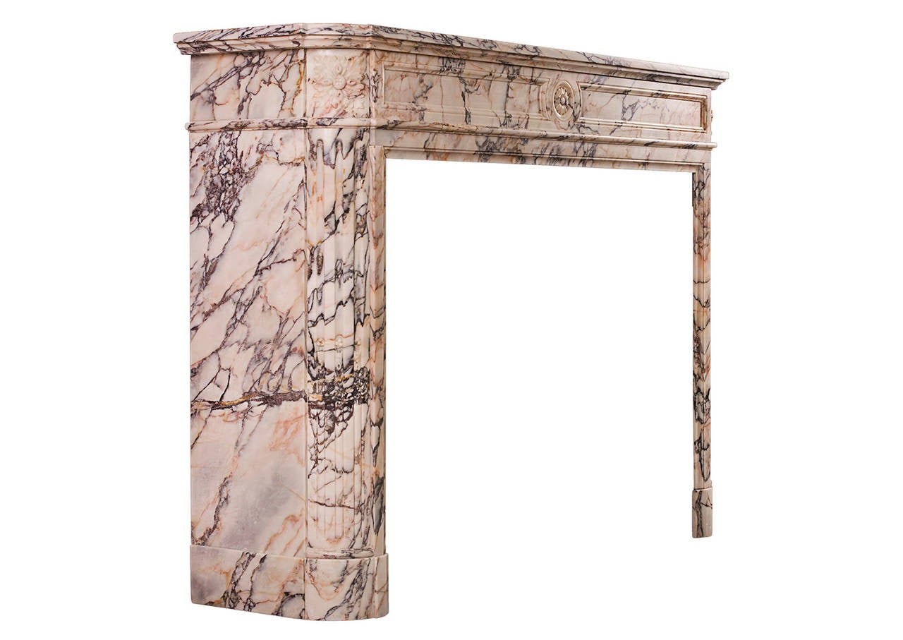 Louis XVI Style French Mantel in Breche Violette Marble In Good Condition In London, GB