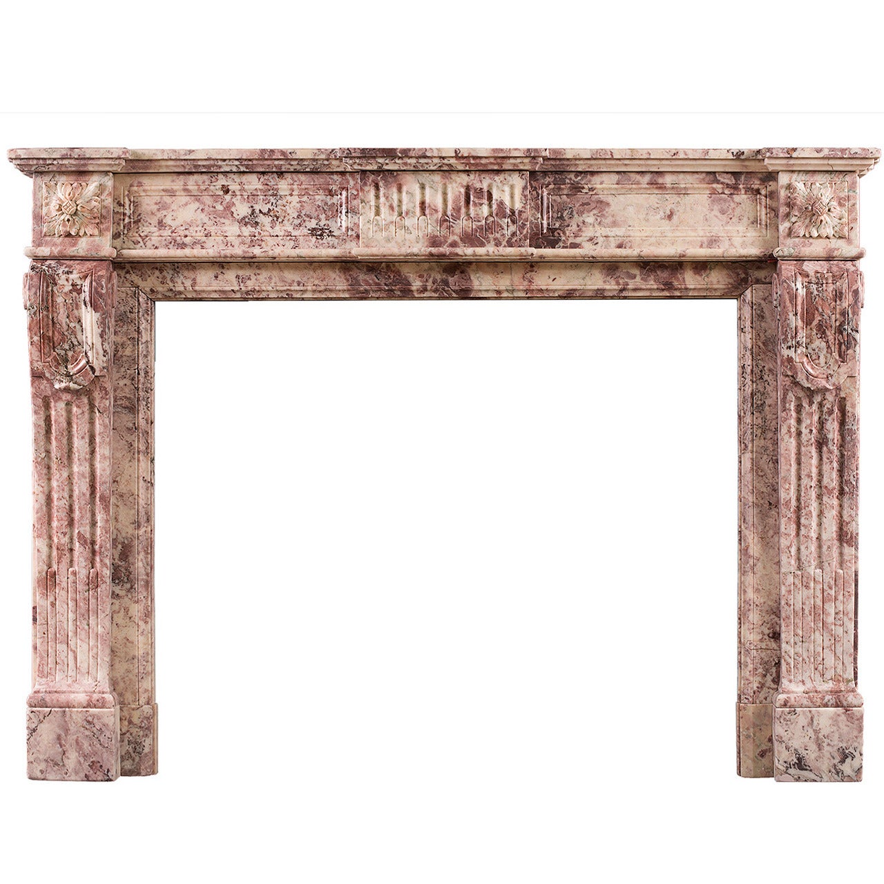 Fior di Pesco Marble Louis XVI Fireplace For Sale