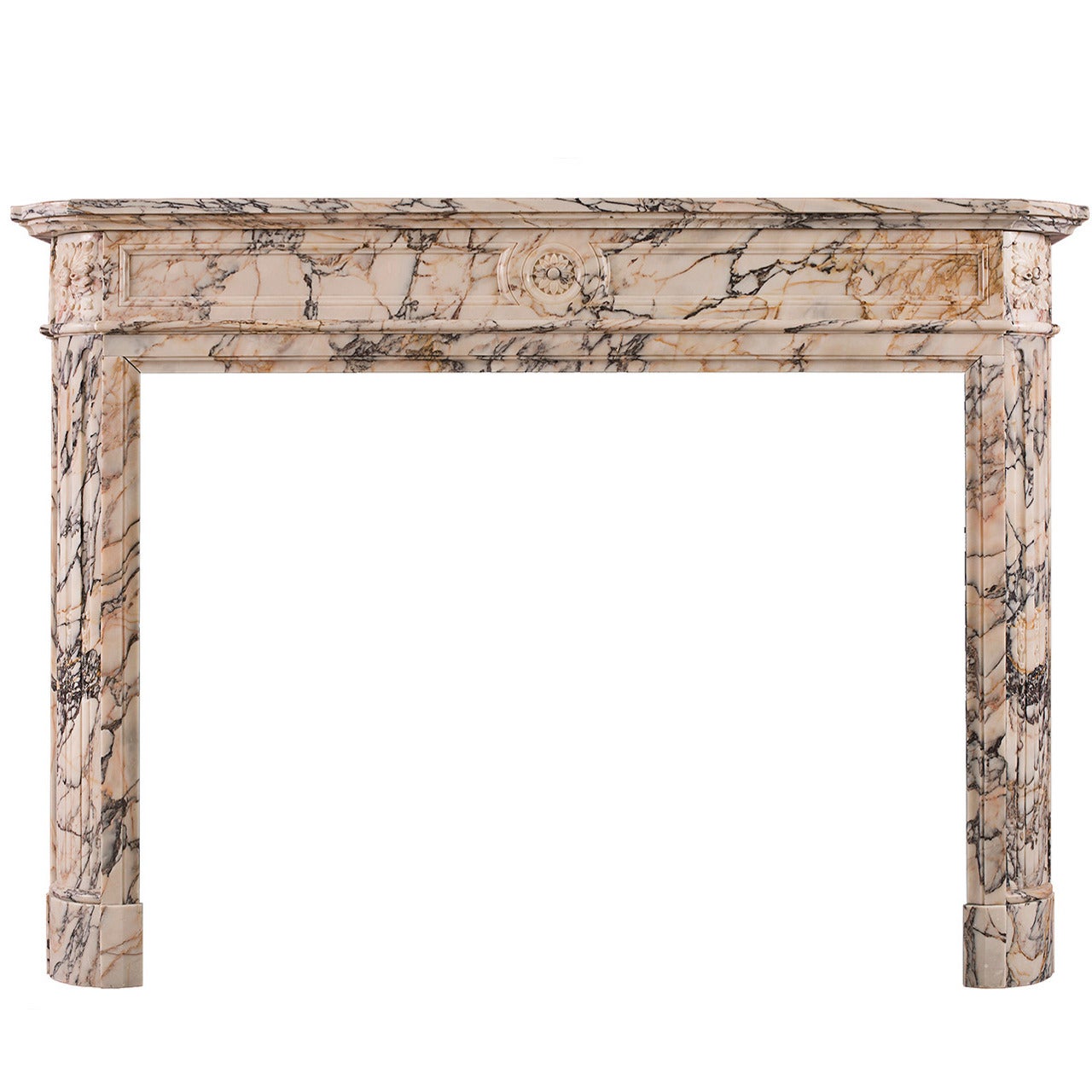Louis XVI Style French Mantel in Breche Violette Marble