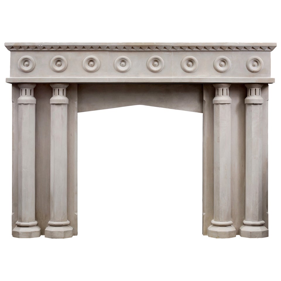 19th Century English Stone Mantel Surround with Double Columns For Sale