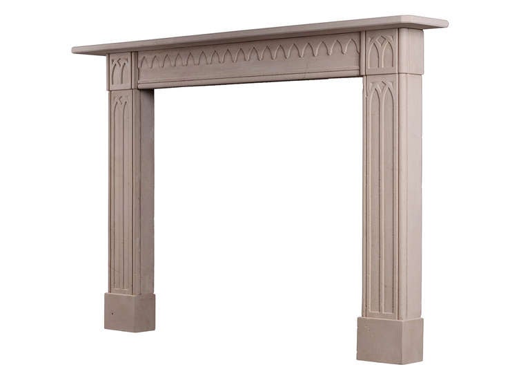 British Early 19th Century Limestone Mantel Chimneypiece in the Gothic Manner For Sale