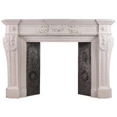 Exquisite French Louis XVI Style Statuary Marble Fireplace Mantel