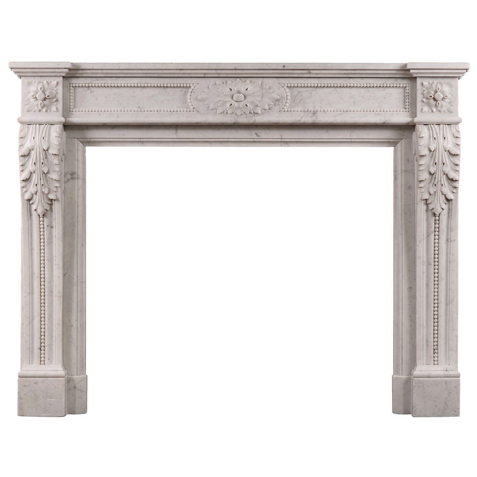 19th Century French Louis XVI Style Antique Marble Fireplace
