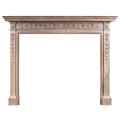 Finely Carved English Pine Fireplace