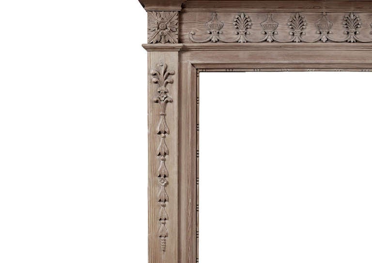 British Finely Carved English Pine Fireplace