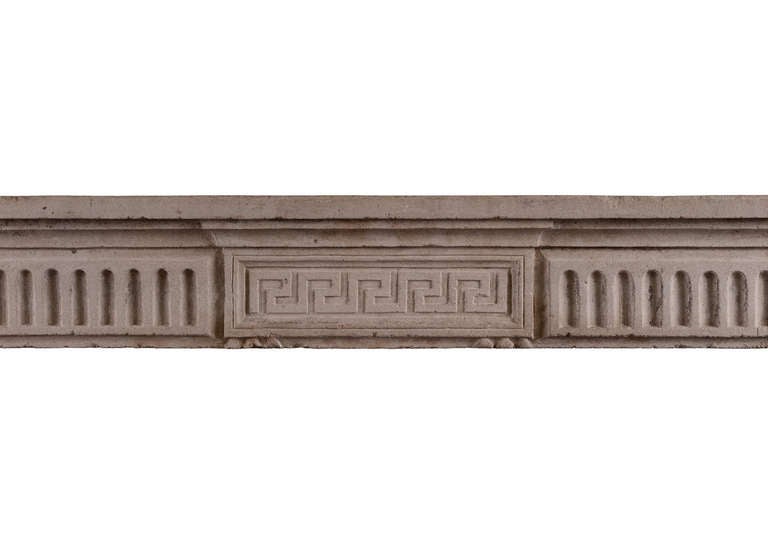 French Period 18th Century Louis XVI Stone Mantel with Greek Key Motif For Sale