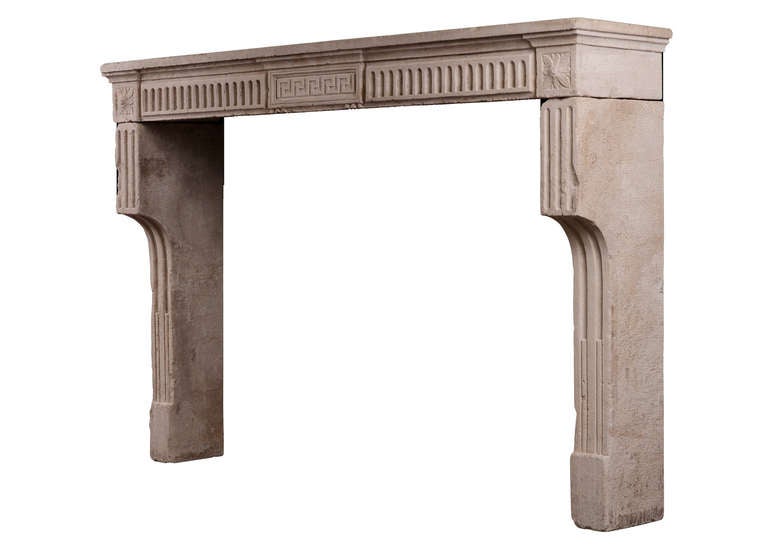 Period 18th Century Louis XVI Stone Mantel with Greek Key Motif In Good Condition For Sale In London, GB