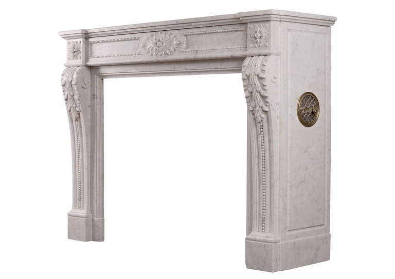 19th Century French Louis XVI Style Antique Marble Fireplace 1