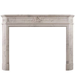 French Louis XVI Style Carrara Marble Antique Fireplace