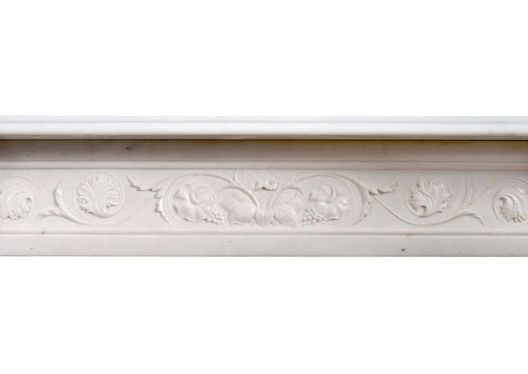 British Well Carved English Victorian Statuary Marble Mantel Piece