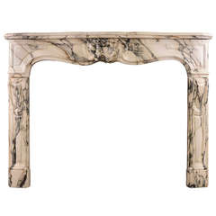 Fine Quality French Louis XV Chimneypiece in Italian Pavonazzo Marble