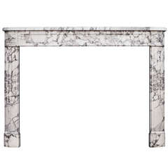 19th Century French Louis XVI Style Fireplace Mantel in Arabescato Marble