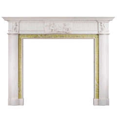 English Georgian Antique Fireplace Mantel in Statuary Marble 5