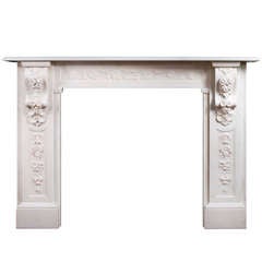 Well Carved English Victorian Statuary Marble Mantel Piece