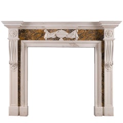Antique Georgian Style Chimneypiece in Statuary and Siena Marble