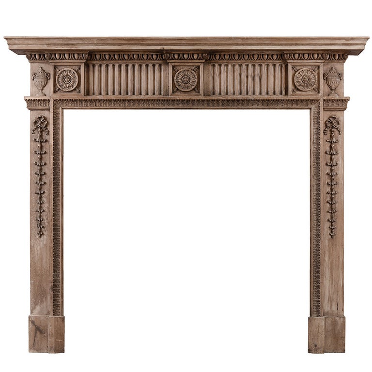 Carved Pine English Fireplace Mantel For Sale at 1stDibs