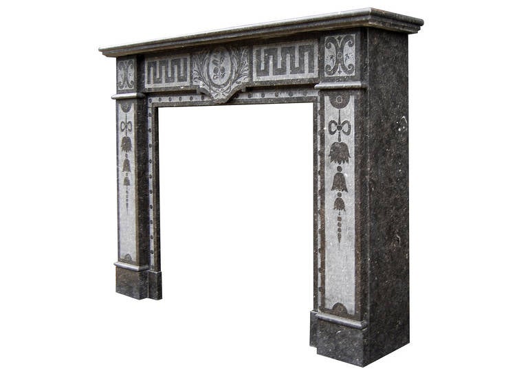 Arts & Crafts Fireplace Mantel in Belgian Fossil Marble In Good Condition For Sale In London, GB