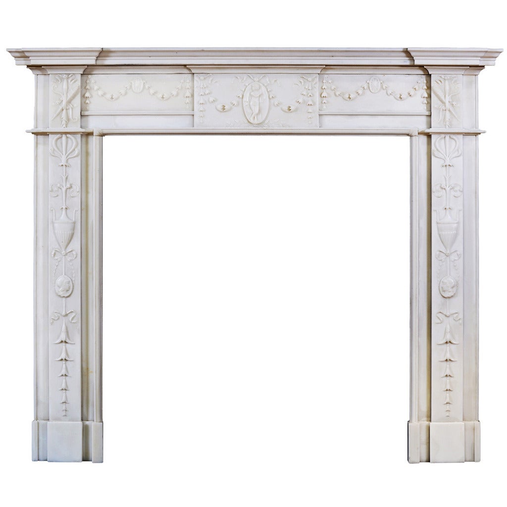 19th Century Marble Fireplace Mantel in the Manner of Robert Adam For Sale