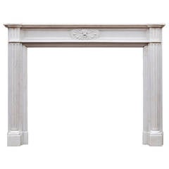 French Louis XVI Style White Marble Fireplace