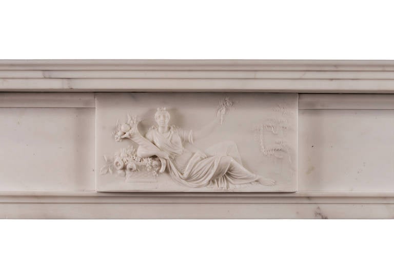 British Period Regency Statuary Marble Fireplace Mantel For Sale