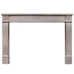 19th Century French Louis XVI Limestone Fireplace Mantel