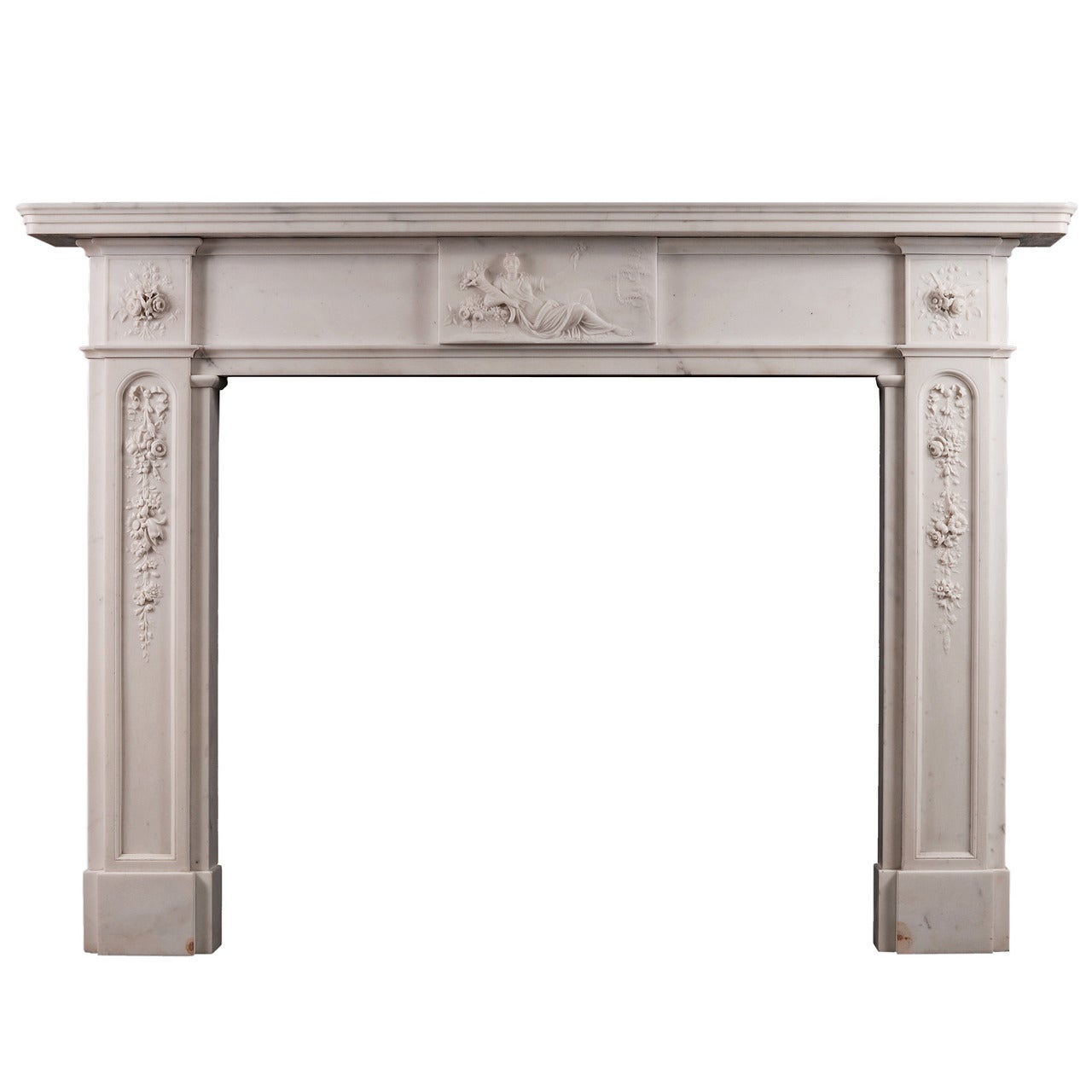 Period Regency Statuary Marble Fireplace Mantel For Sale