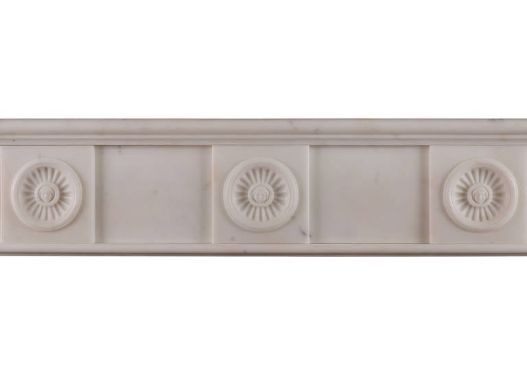 Regency Carved English Antique Fireplace Mantel in Statuary Marble For Sale