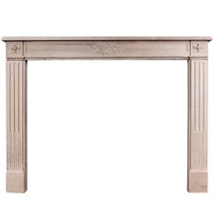 19th Century French Louis XVI Style Limestone Fireplace