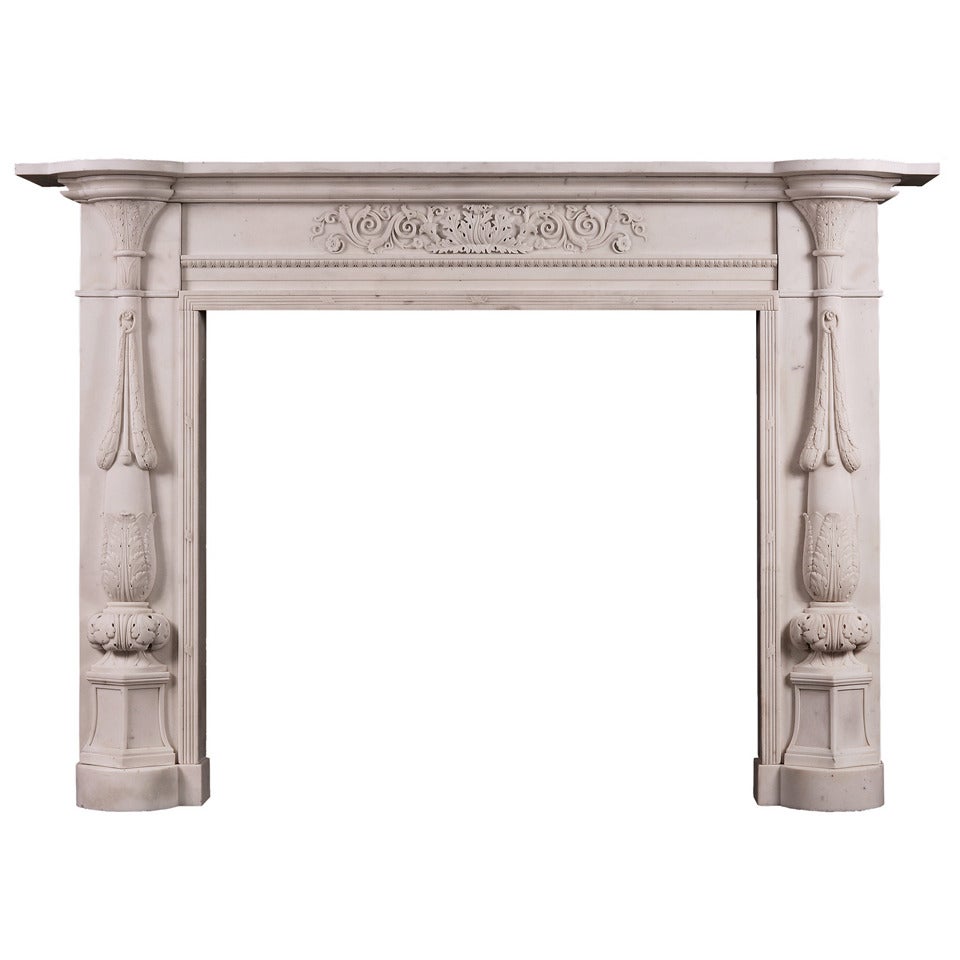 Period Regency Statuary Marble Fireplace Mantel