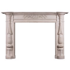 Antique Period Regency Statuary Marble Fireplace Mantel