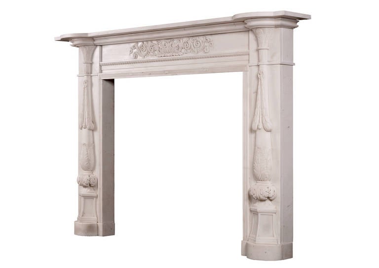 19th Century Period Regency Statuary Marble Fireplace Mantel For Sale