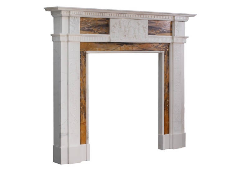 19th Century A Neoclassical English Statuary and Siena Marble Mantel Piece For Sale