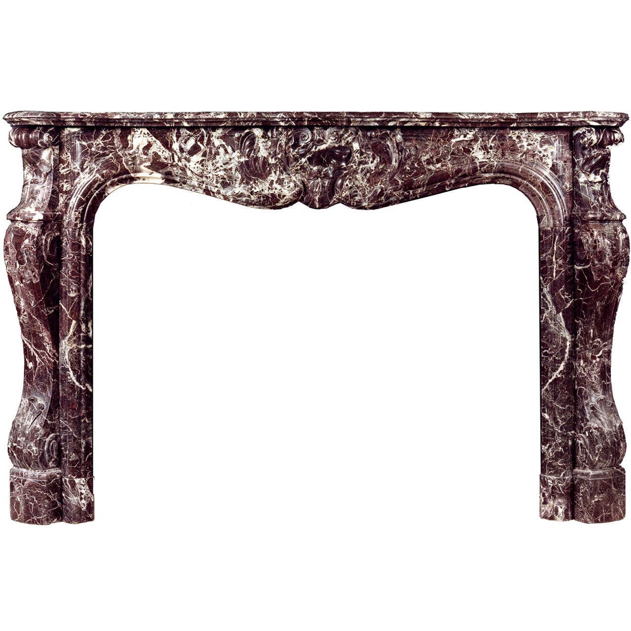 French Louis XV Style Rosso Levanto Marble Mantel