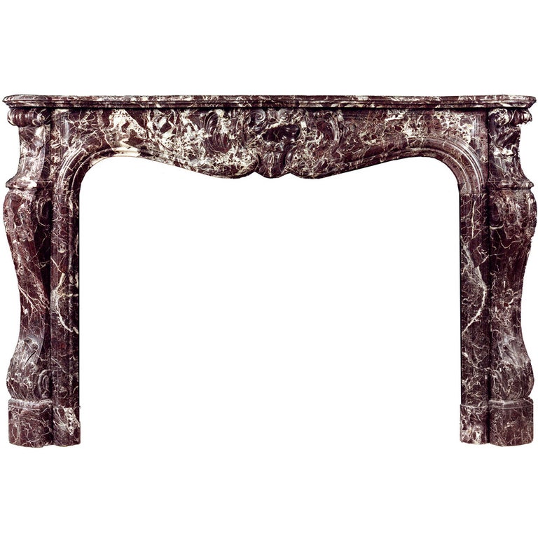 French Louis XV Style Rosso Levanto Marble Mantel For Sale at 1stDibs