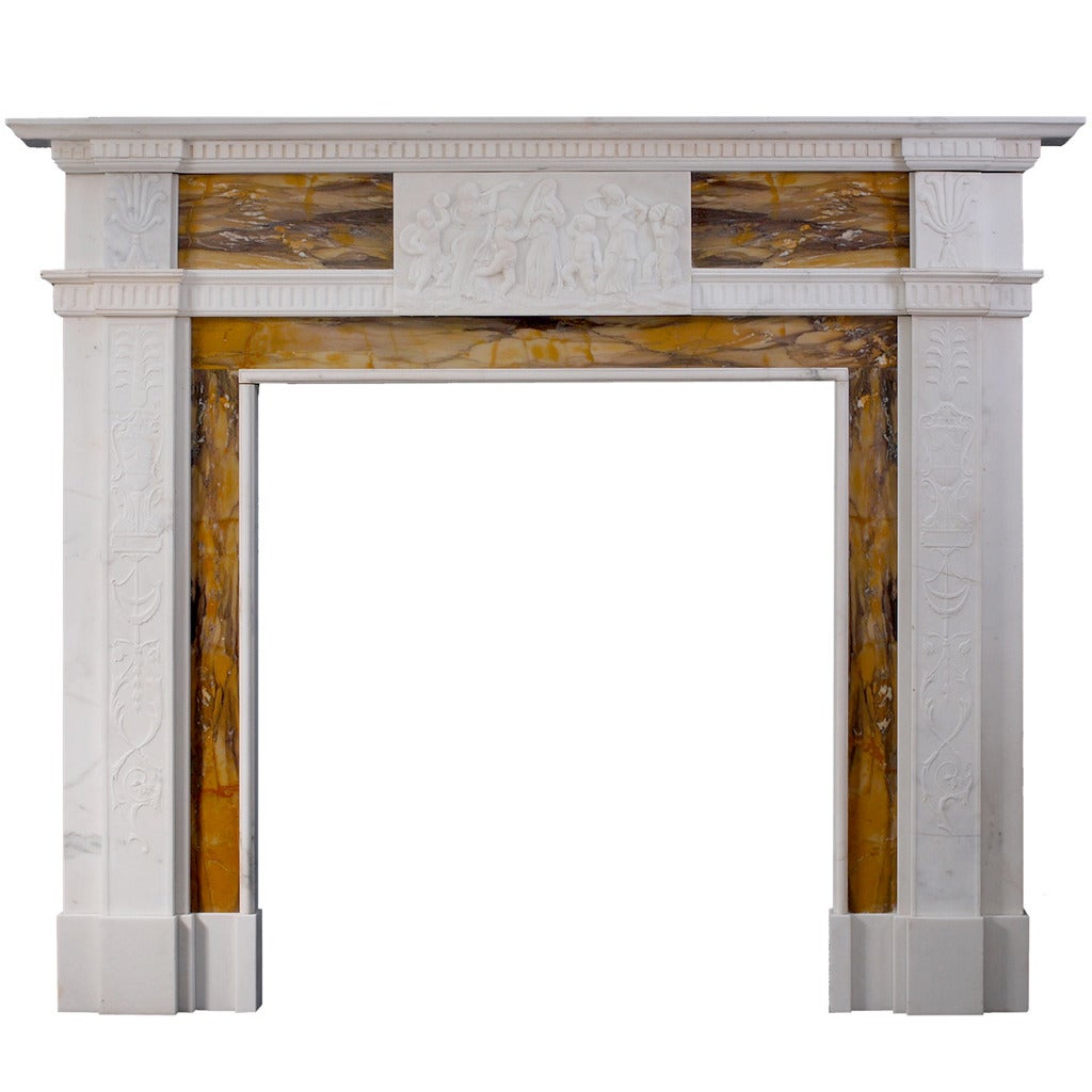 A Neoclassical English Statuary and Siena Marble Mantel Piece For Sale