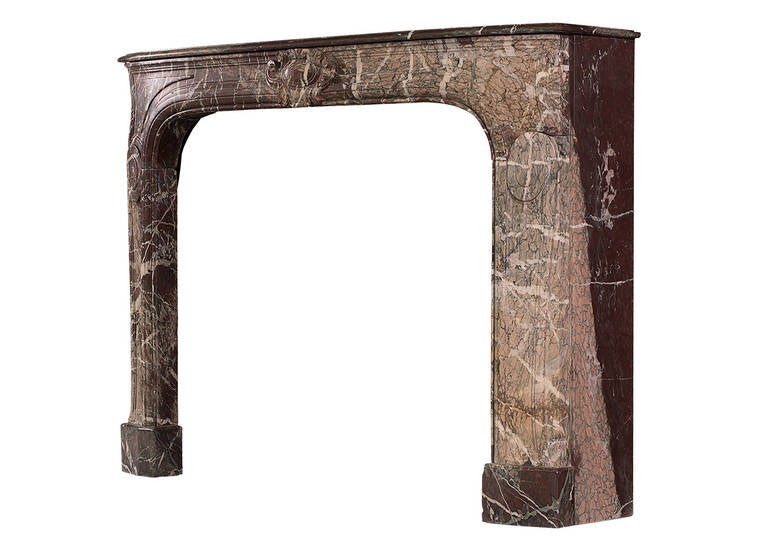 18th Century and Earlier 18th Century French Louis XIV Campan Melange Marble Fireplace For Sale