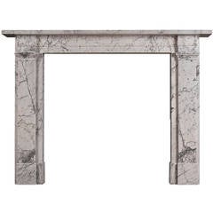 English Fireplace Mantel in Arabescato Marble, 19th Century