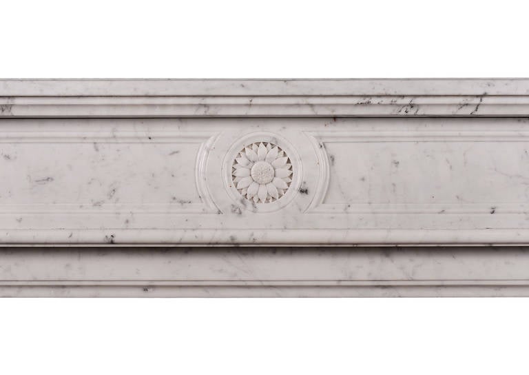 Louis XVI French Carrara Antique Marble Fireplace Mantel, 19th Century For Sale