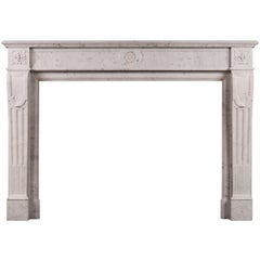 French Carrara Antique Marble Fireplace Mantel, 19th Century