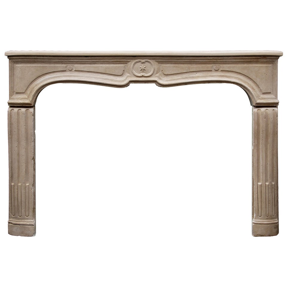 Unusual 18th Century French Limestone Fireplace Mantel For Sale