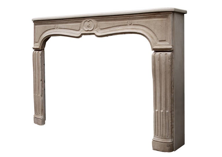 18th Century and Earlier Unusual 18th Century French Limestone Fireplace Mantel For Sale